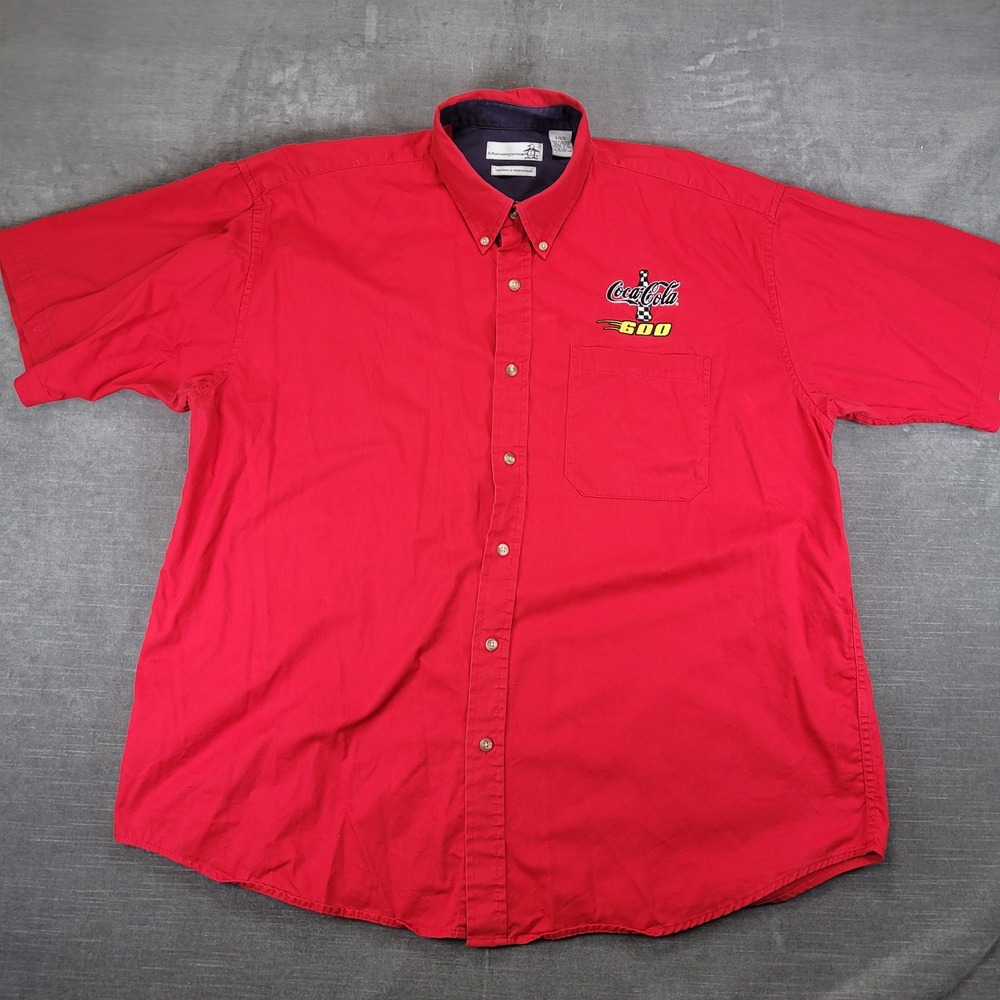 Coca-Cola‎ 600 Mens Racing Shirt XL Red Short Sleeve Button Down